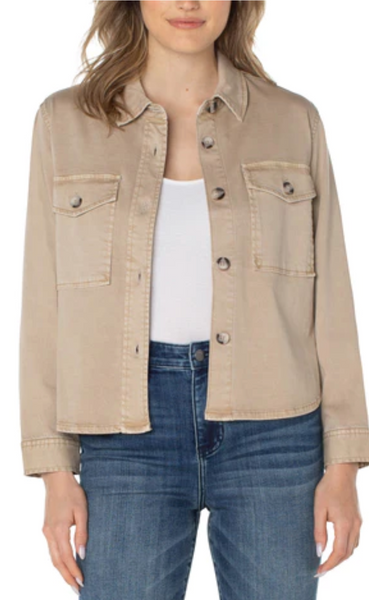 Liverpool Cropped Shirt Jacket - Biscuit