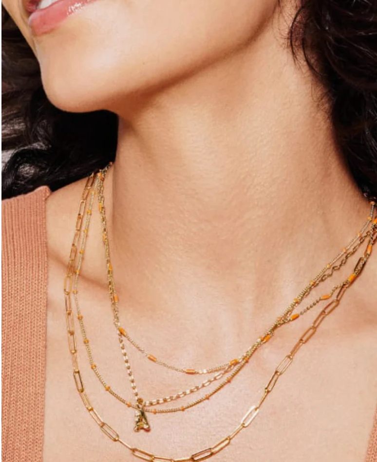 Kendra Scott Crystal Letter Gold Short Pendant