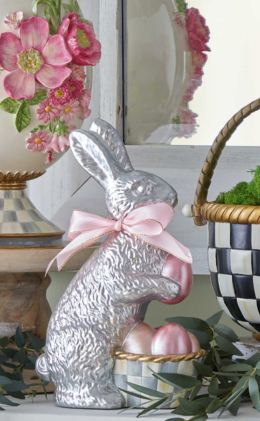 MacKenzie-Childs Touch of Pink Foil Bunny - Silver