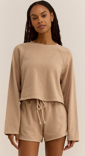 Seville Cropped Sweater - Iced Coffee