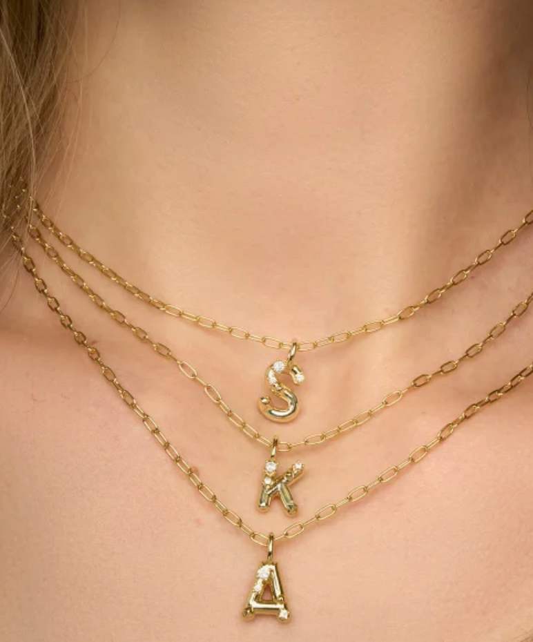 Kendra Scott Crystal Letter Gold Short Pendant