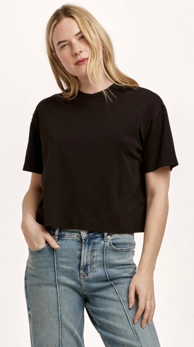 Dear John Maddox Boyfriend Jersey Top Black