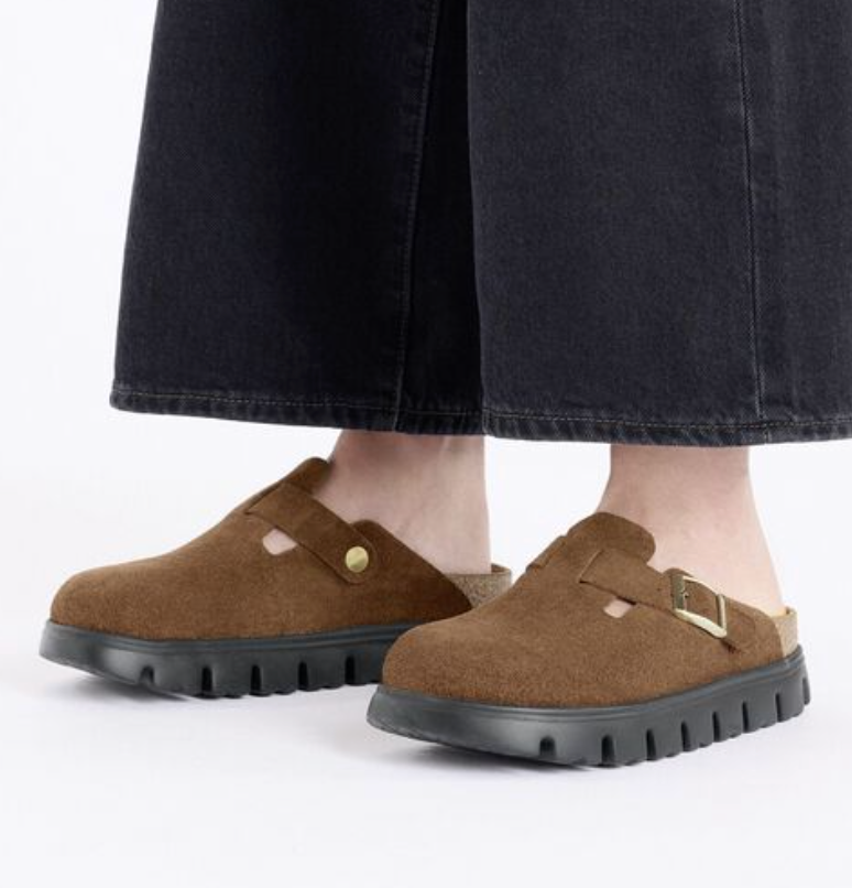 Boston Suede Platform Clog Tea