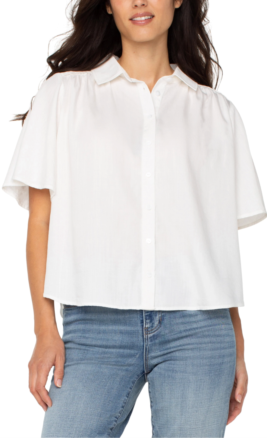 Liverpool 1/2 Sleeve Button Up White