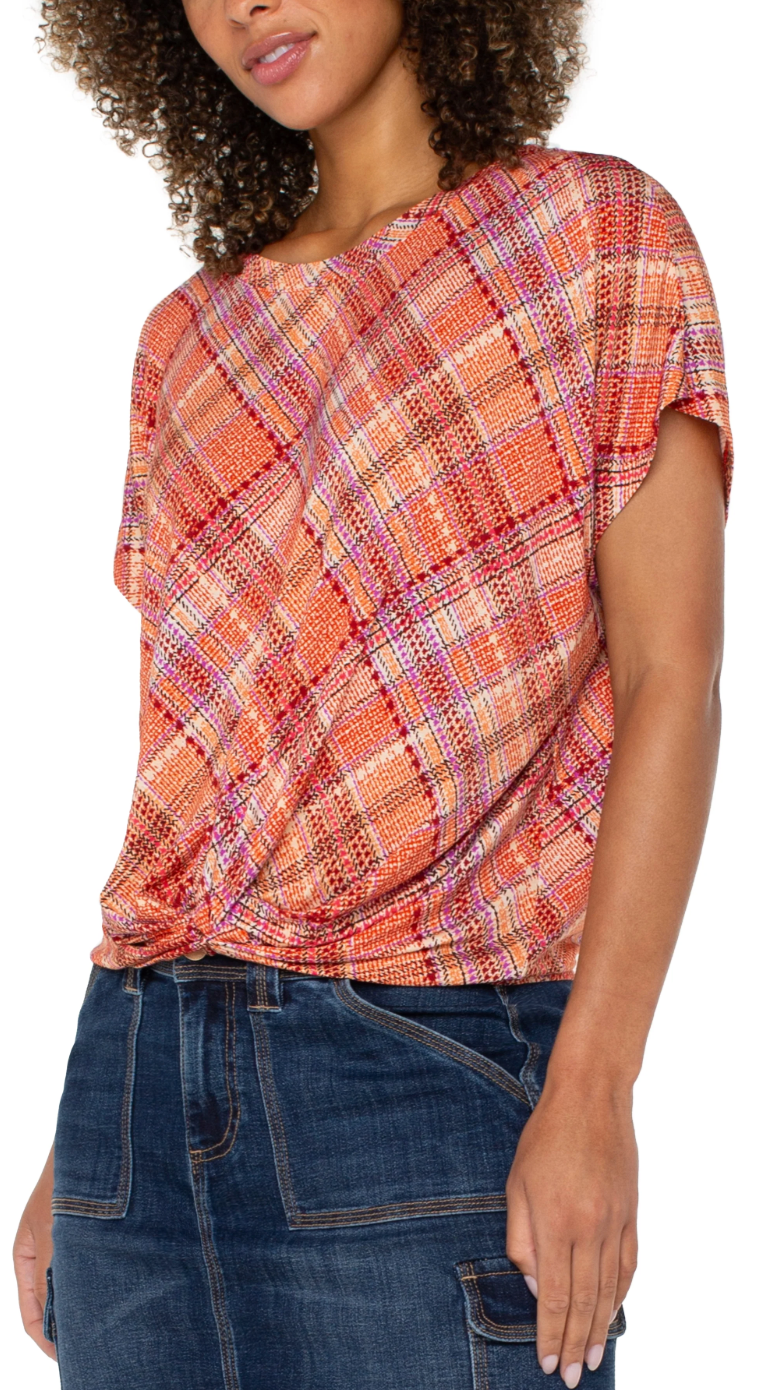 Liverpool Crew Neck Tie Front Top Clementine