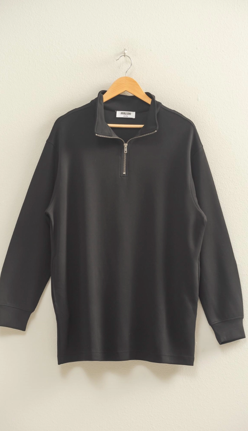 Long Sleeve Zip Up Mini Dress Black