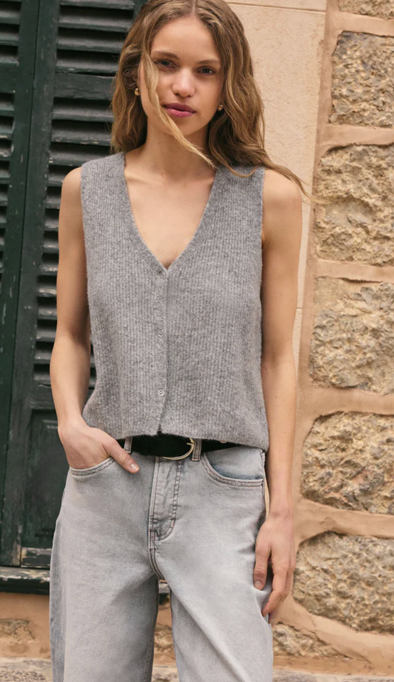 Z Supply Bryce Sweater Vest Heather Grey