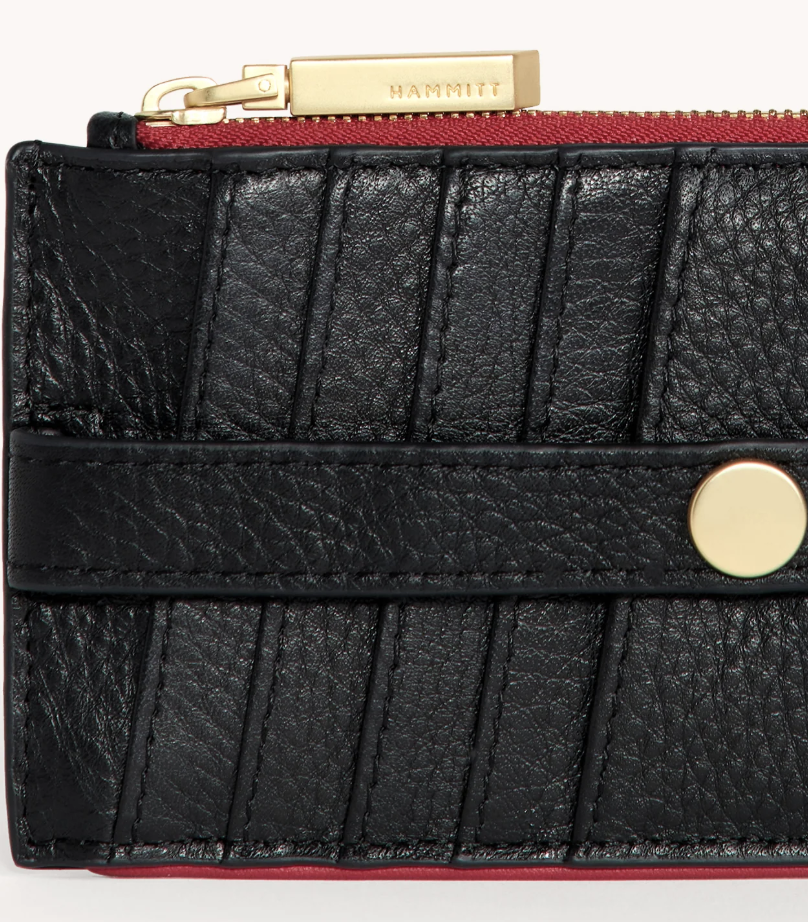 Hammitt 210 West Black/Brushed Gold Red Zip