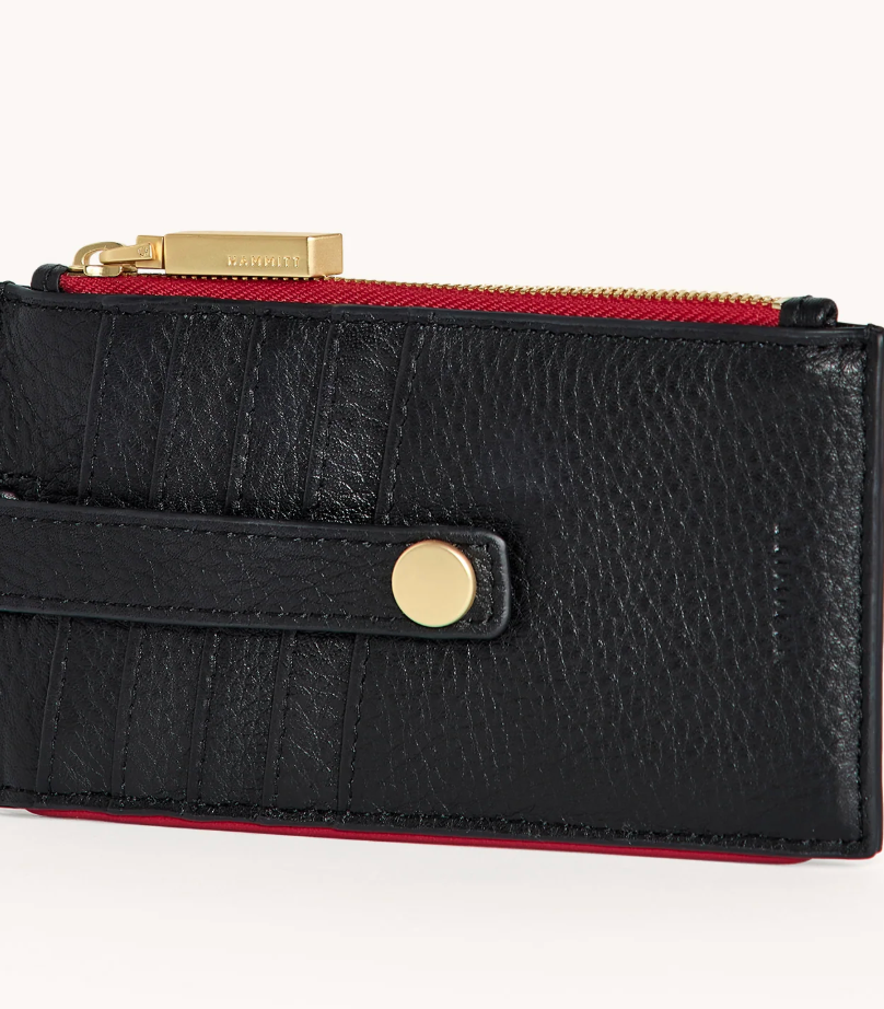 Hammitt 210 West Black/Brushed Gold Red Zip