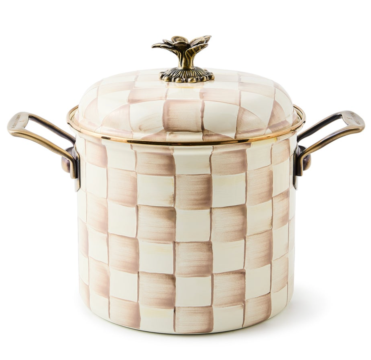 Mocha Check 7qt Stock Pot