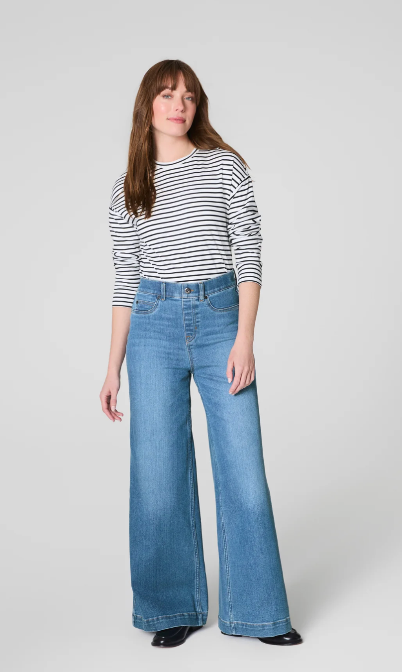 Spanx Classic High-Rise EveryWear Wide Leg Jean - Stonewash