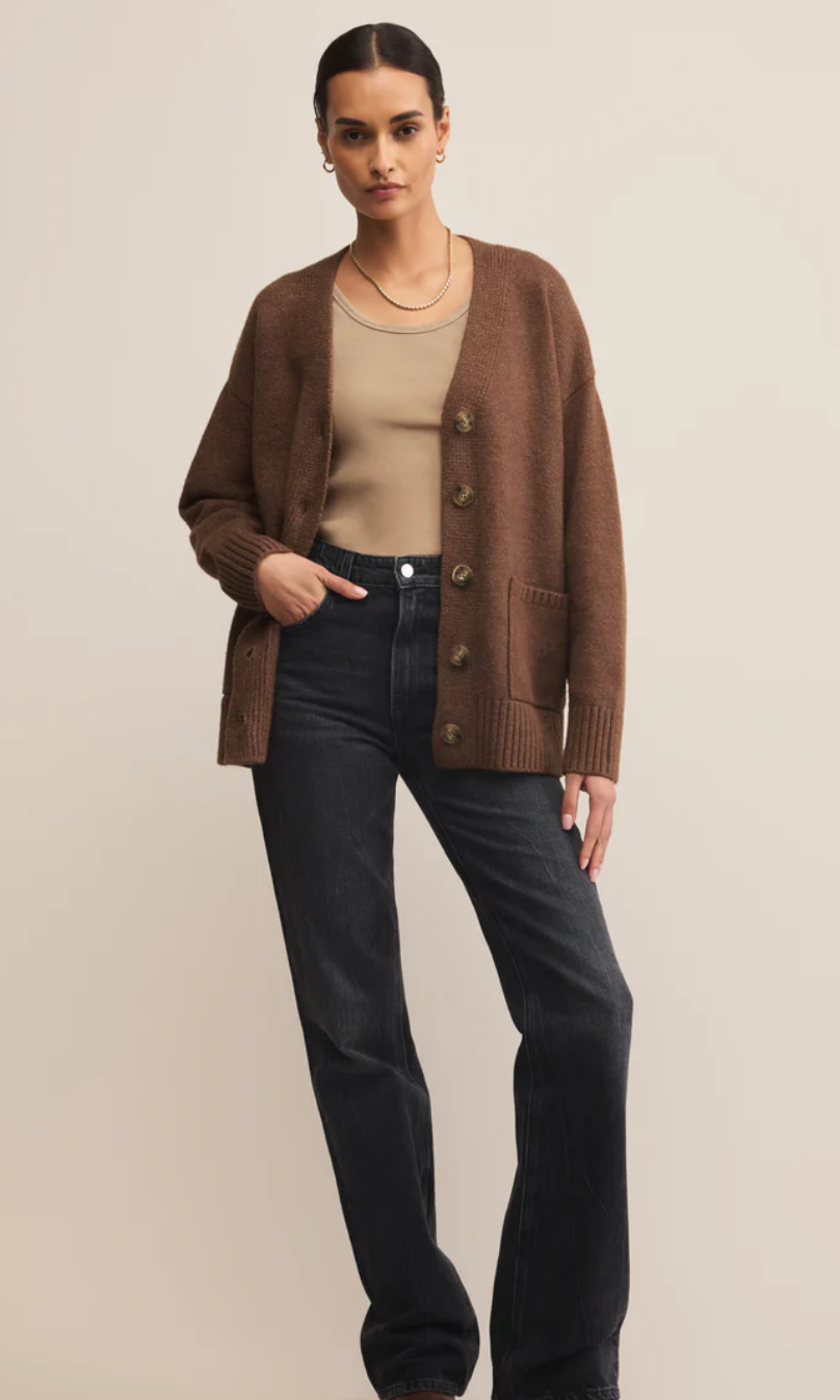 Z Supply Theo V-Neck Cardigan Suede