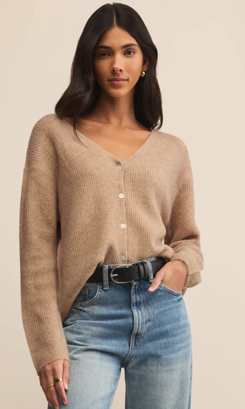 Z Supply Emile V-Neck Cardigan - Biscuit