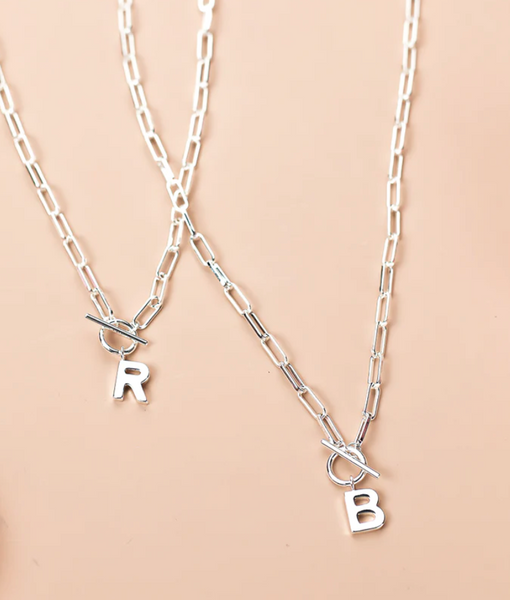 Toggle Initial Necklace - Silver
