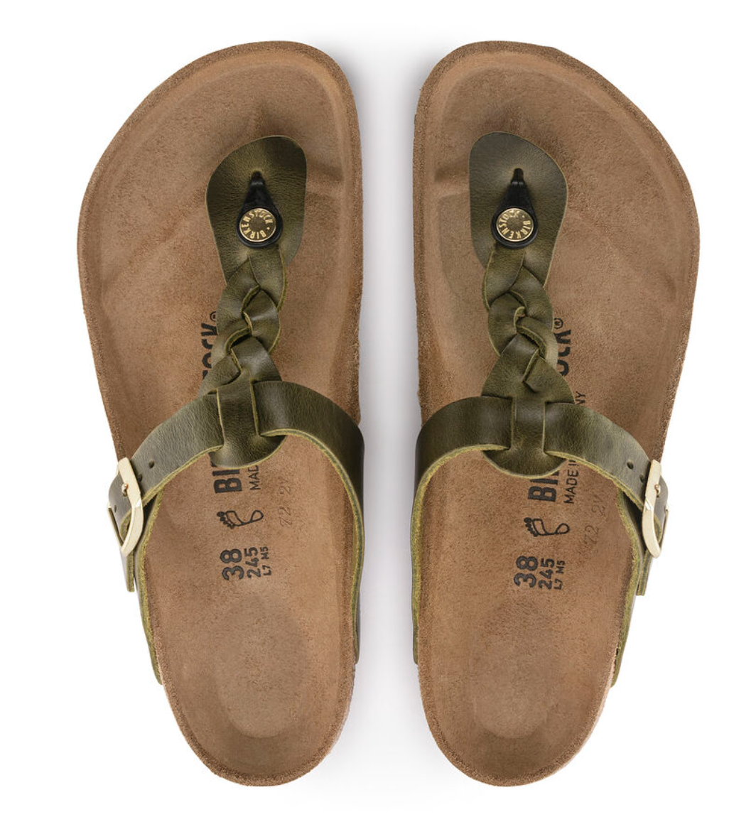 Gizeh Braided Olive Green Oil Leather