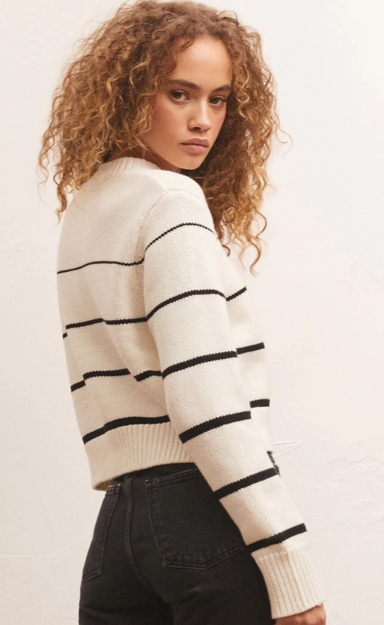 Milan Stripe Sweater - White