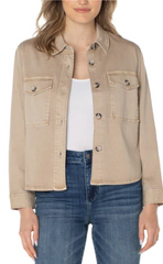 Cropped Shirt Jacket - Biscuit