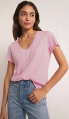 Asher V-Neck Tee - Hibiscus