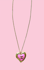 Vintage Chanel Heart Necklace - Pink