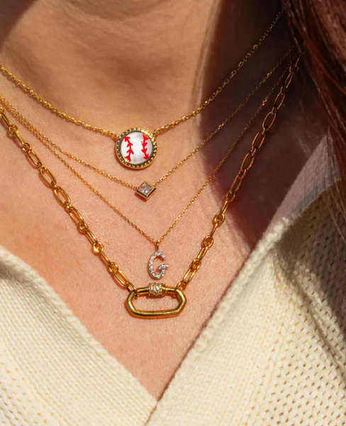 Baseball Short Necklace - Gold