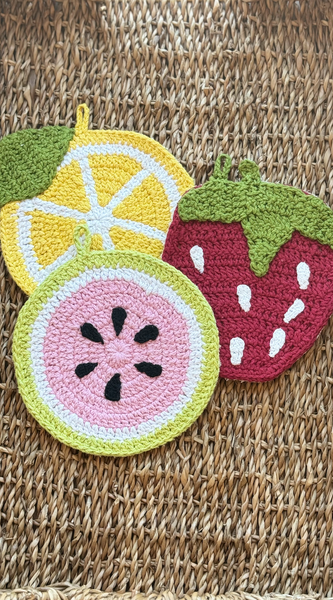 Mudpie Fruit Crochet Trivets