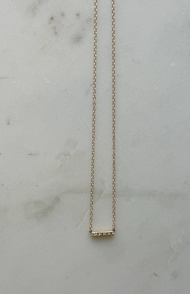 14kt Gold Five Diamond Bar Necklace