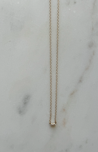 14KT GOLD TWO DIAMOND BAR NECKLACE