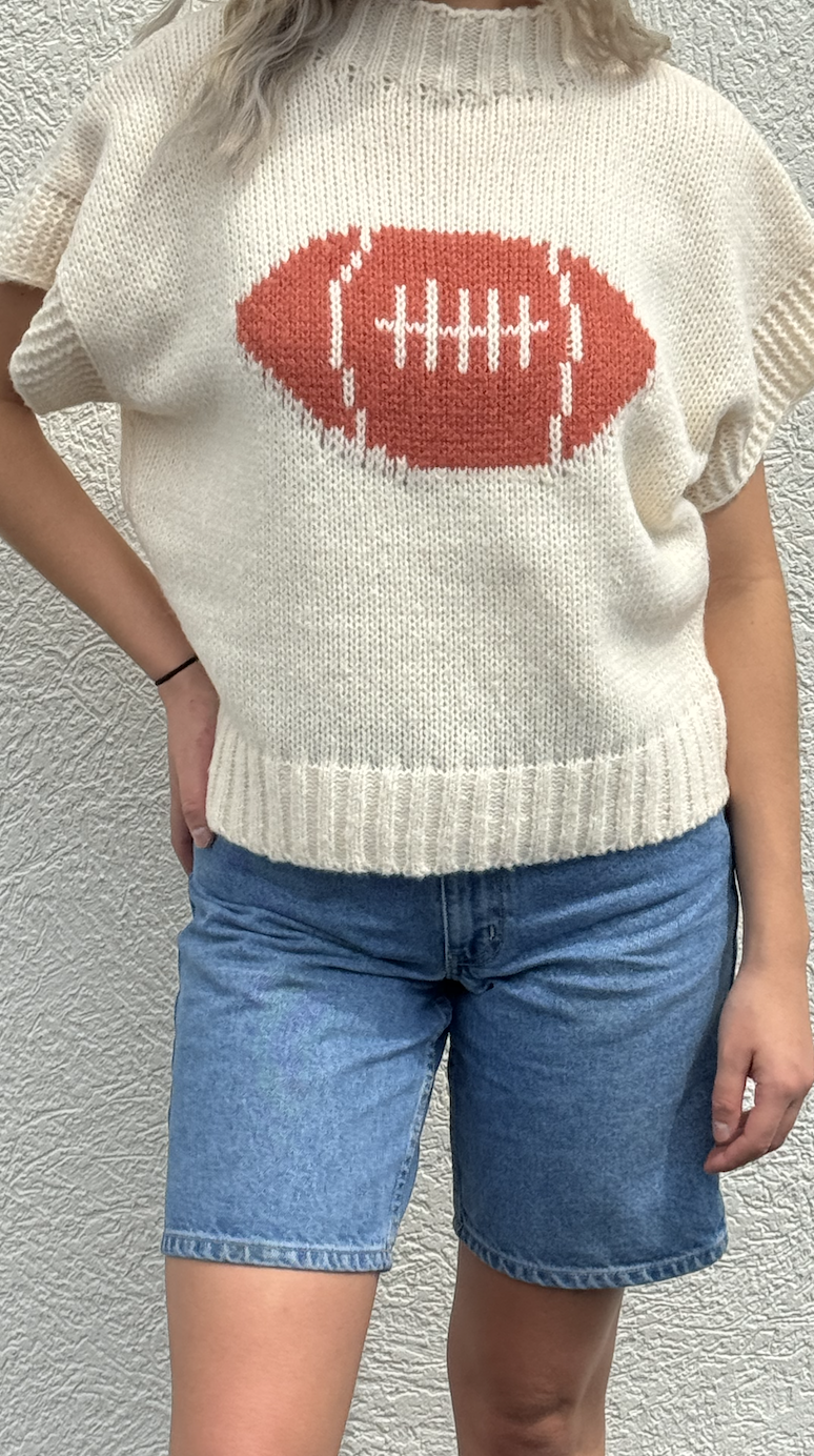 Game Day Sleeveless Ribbed Sweater