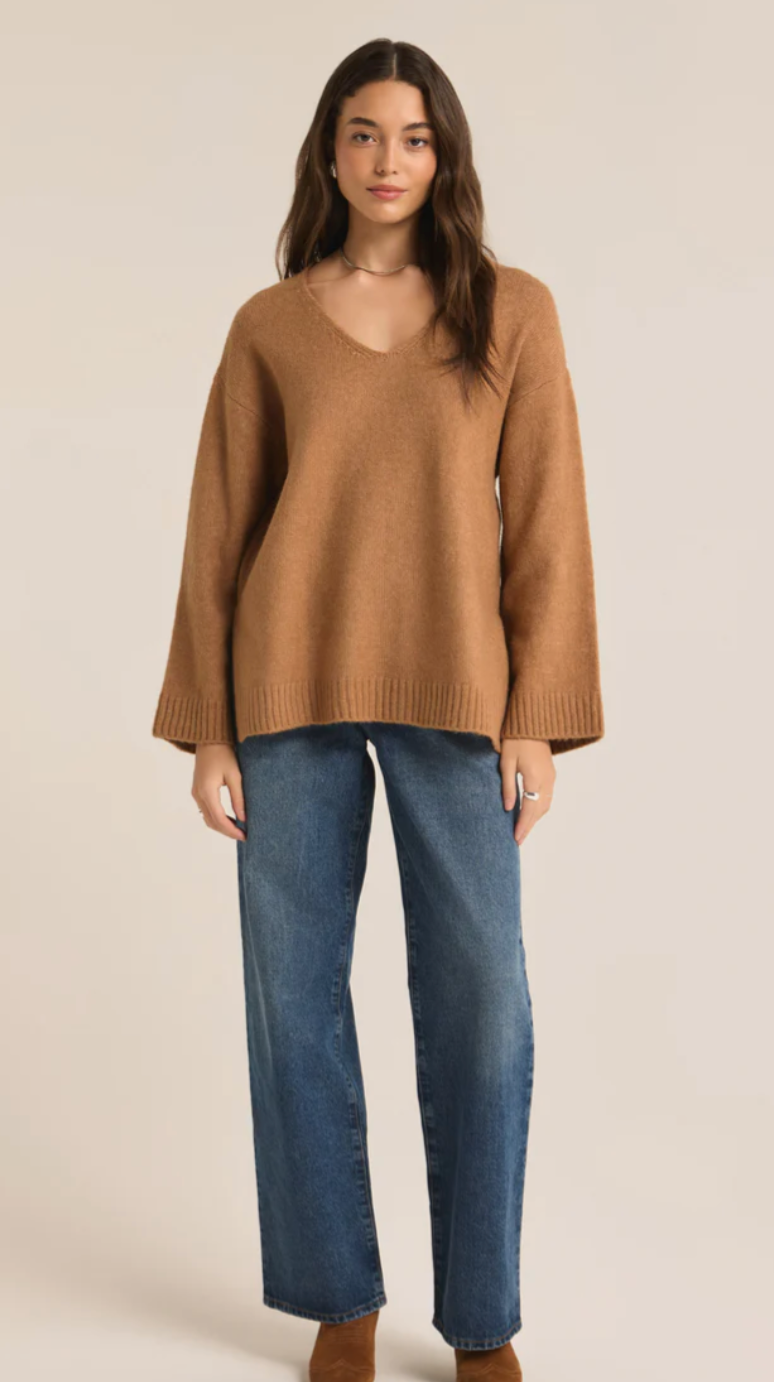 Z Supply Modern V-Neck Sweater - Burro