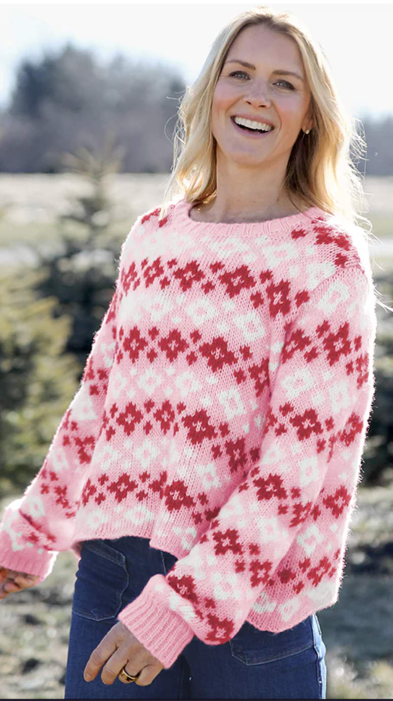 Wooden Ships Shrunken Faire Isle Sweater - Blush