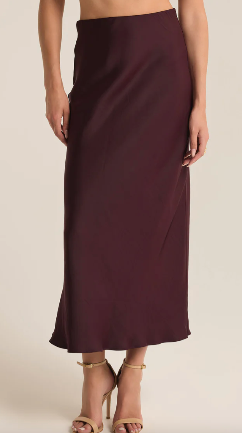 Z Supply Europa Poly Sheen Skirt Berry Wine