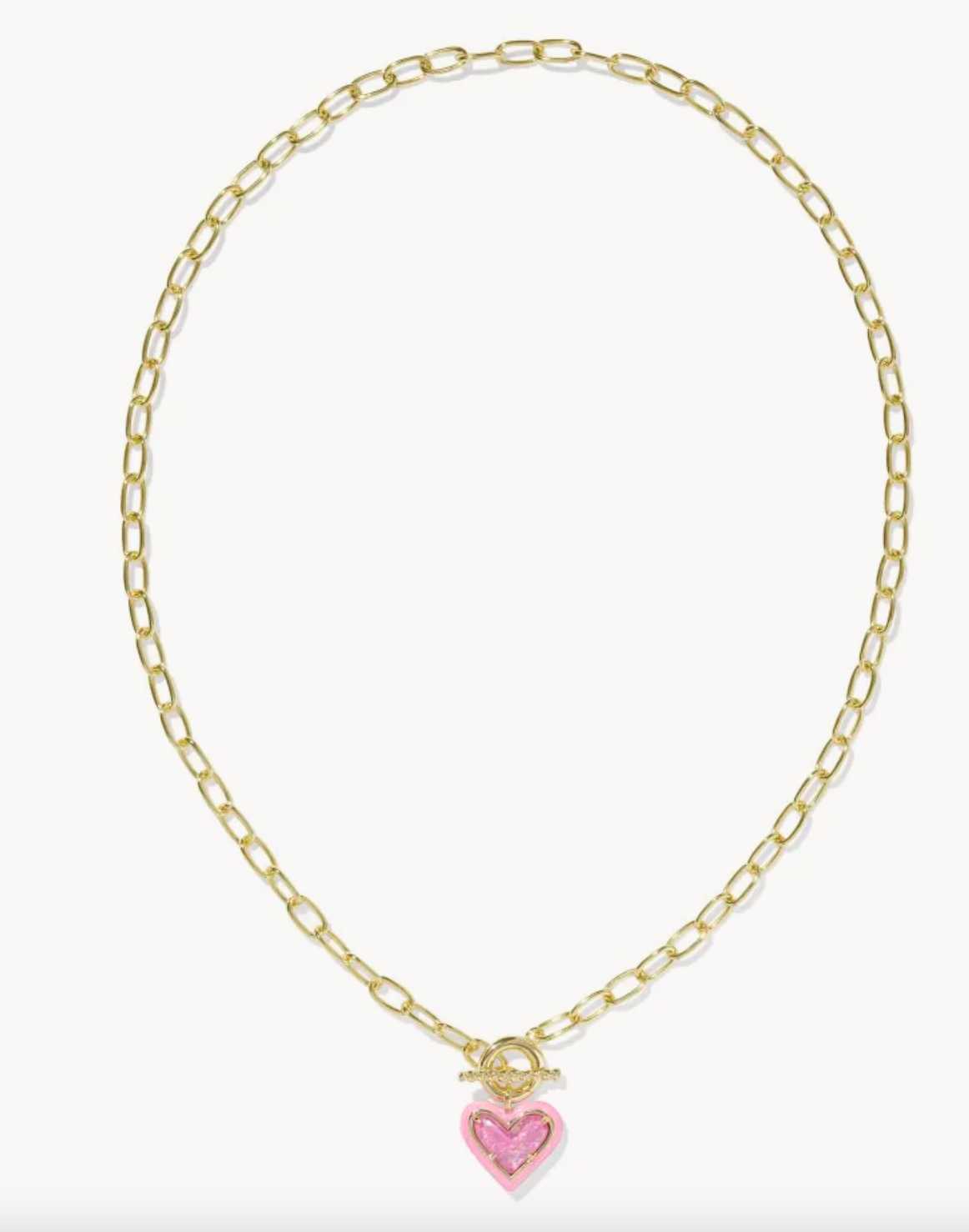 Kendra Scott Ari Heart Enamel Frame Necklace Gold/Pink