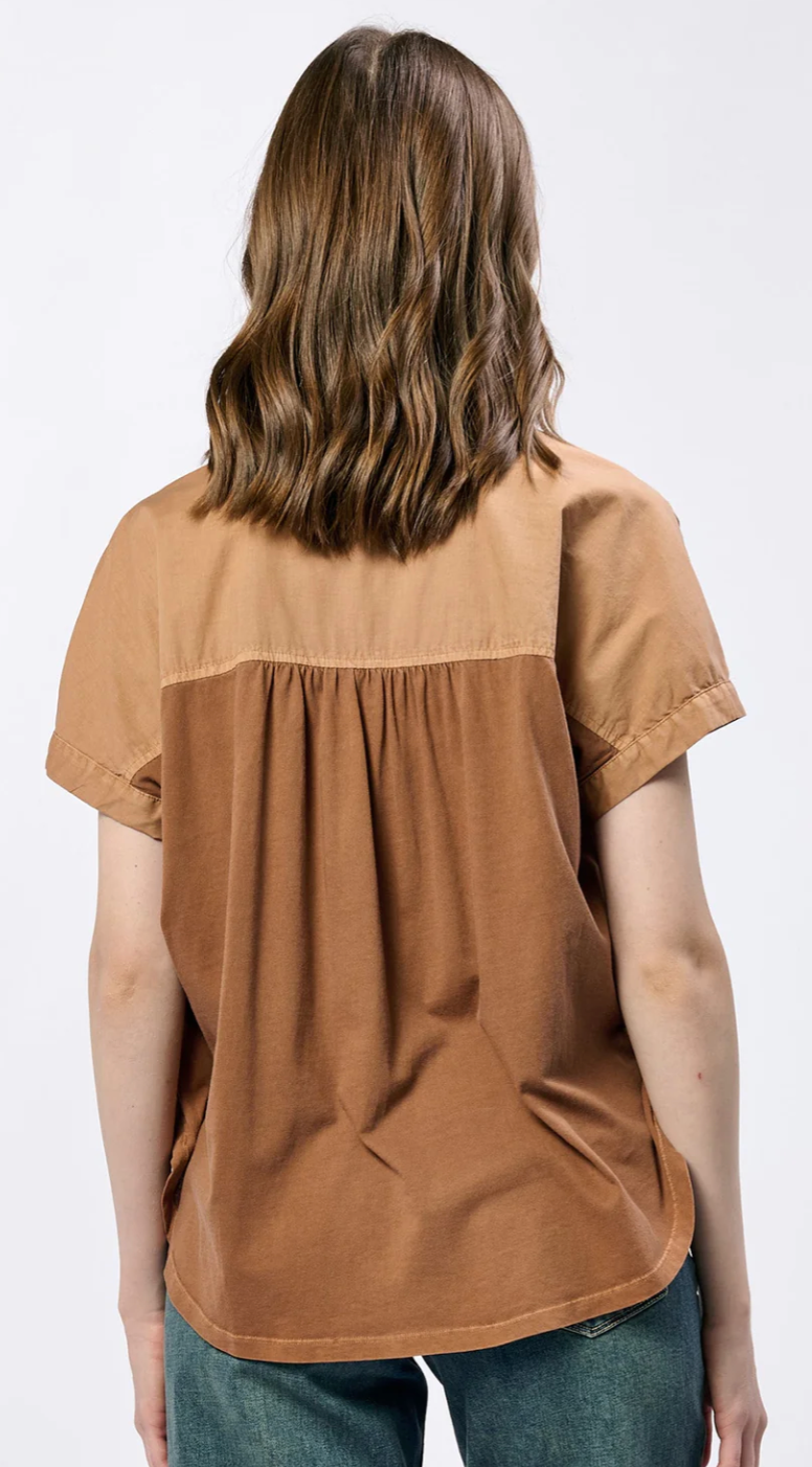 Dear John Beck Poplin Top - Camel