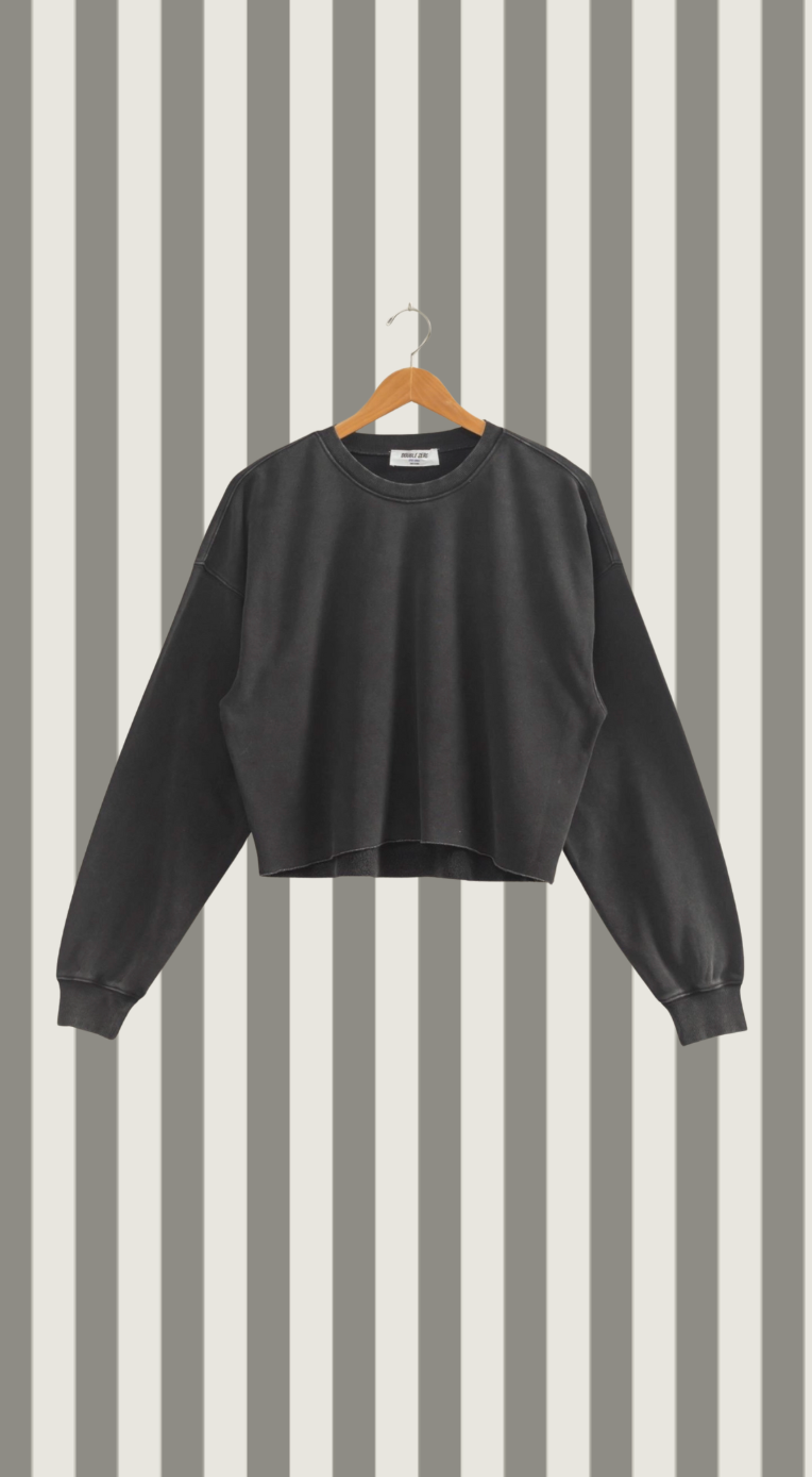 Crewneck Sweatshirt w/ Oversized Sleeves Black
