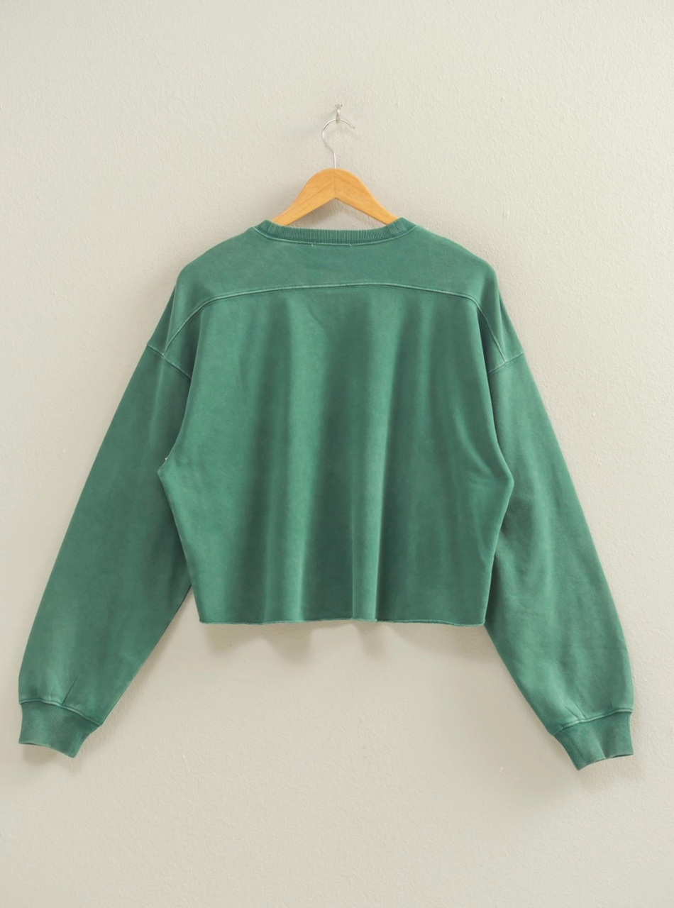 Crewneck Sweatshirt w/ Oversized Sleeves Dark Green