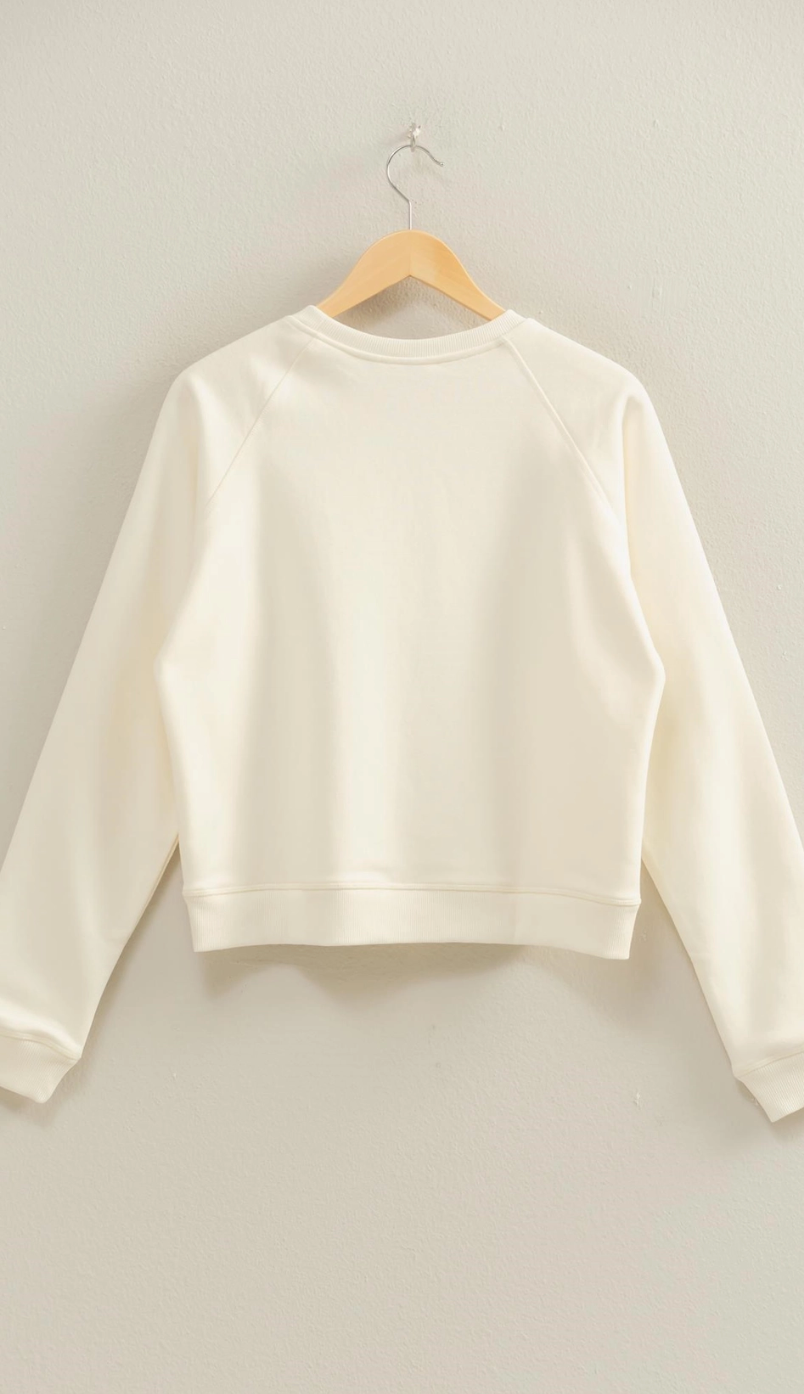 Cropped Long Sleeve Crewneck Whip Cream