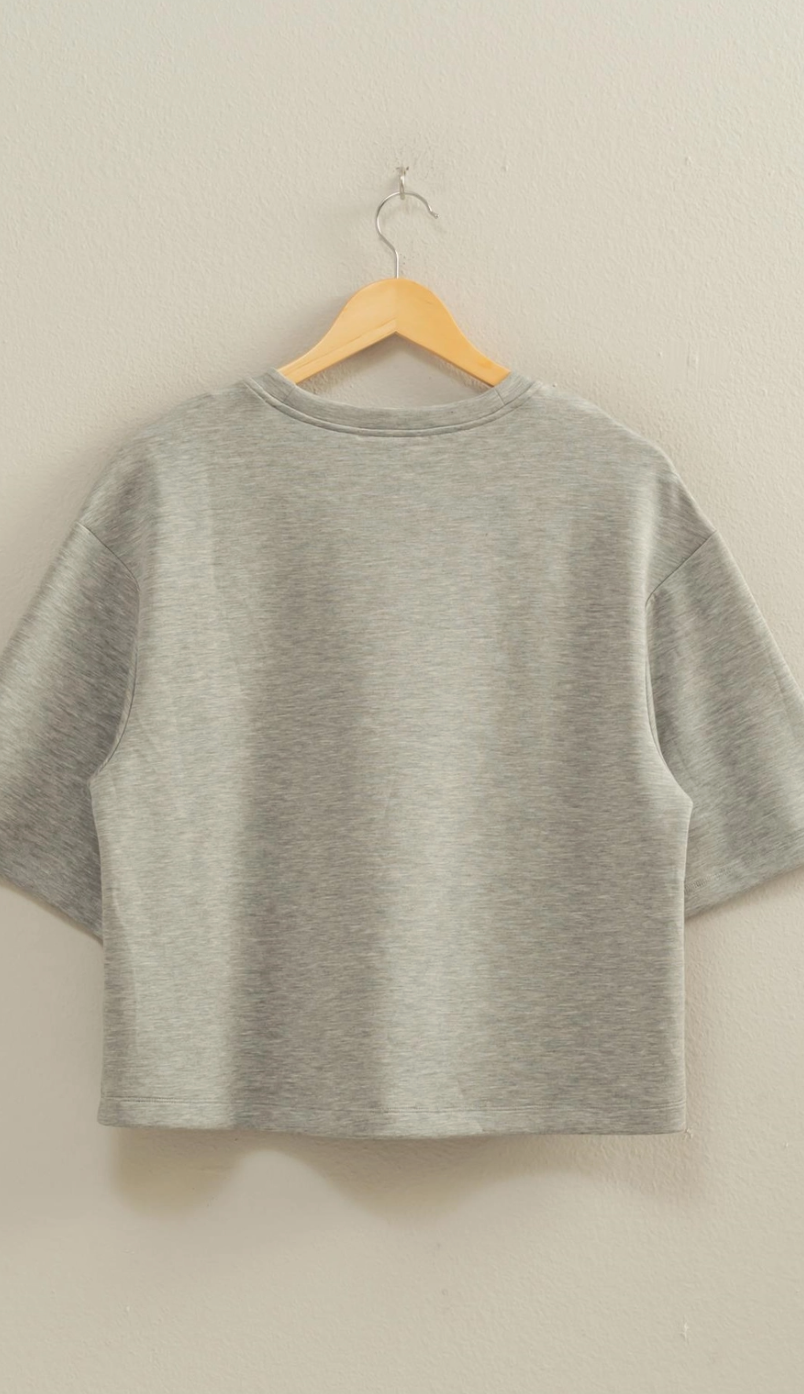 Scuba Drop Shoulder Top Heather Grey