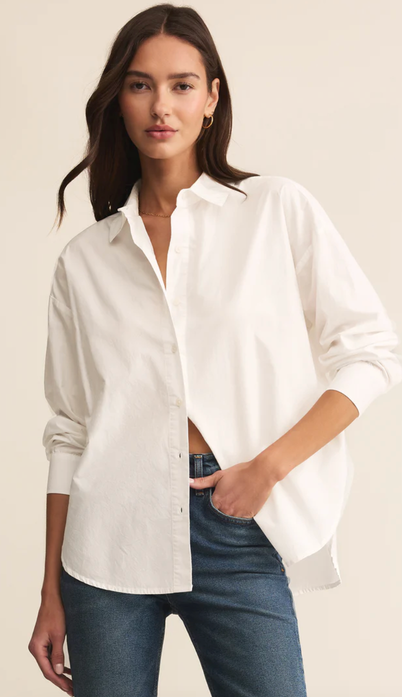 Z Supply Elevated Poplin Button Up White