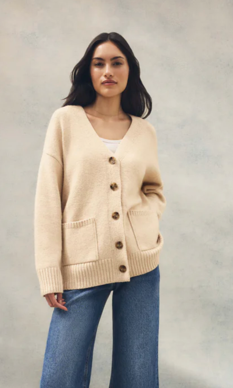 Z Supply Theo V-Neck Cardigan - Champagne