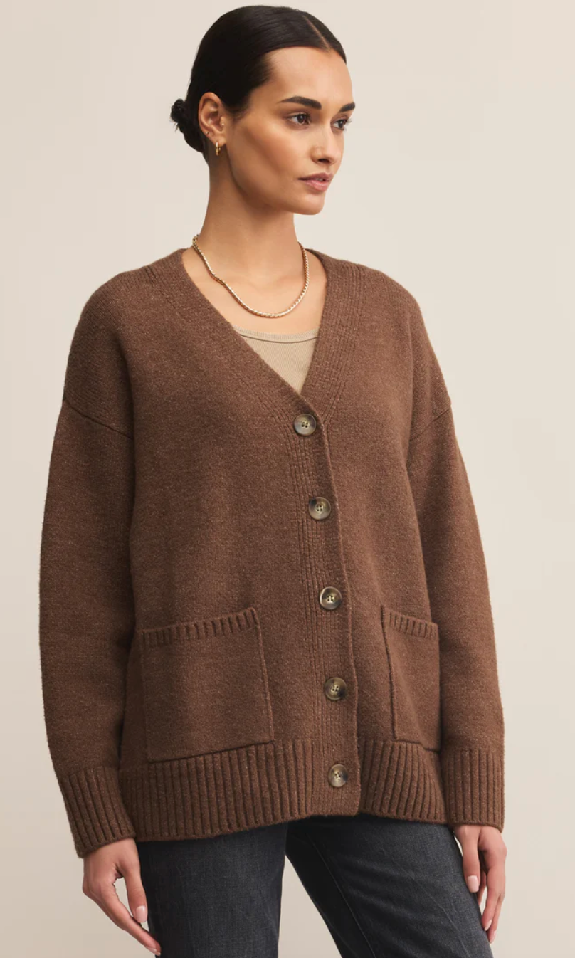Z Supply Theo V-Neck Cardigan Suede