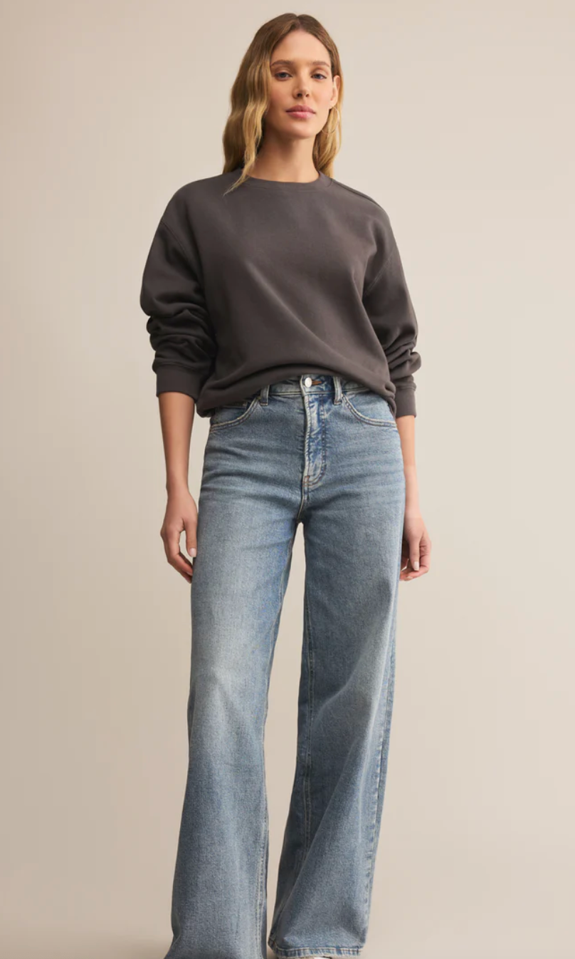 Z Supply Boyfriend Sweatshirt - Washed Black
