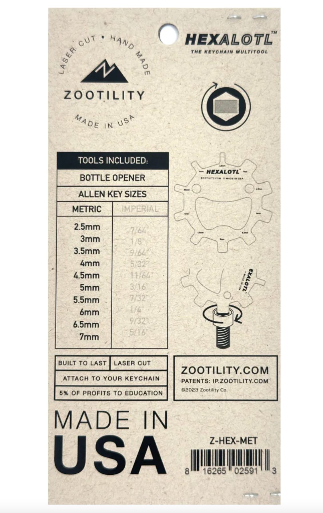 Zootility Hexaloptl Hex Key Set