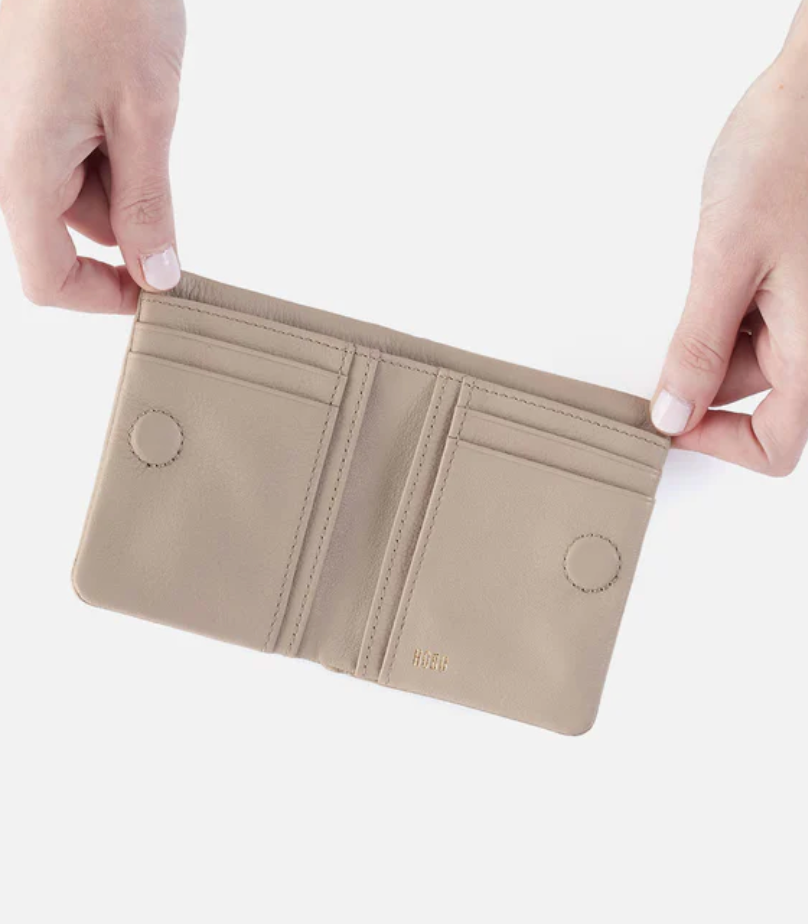 HOBO Lumen Mini Wallet - Taupe Pebbled Leather
