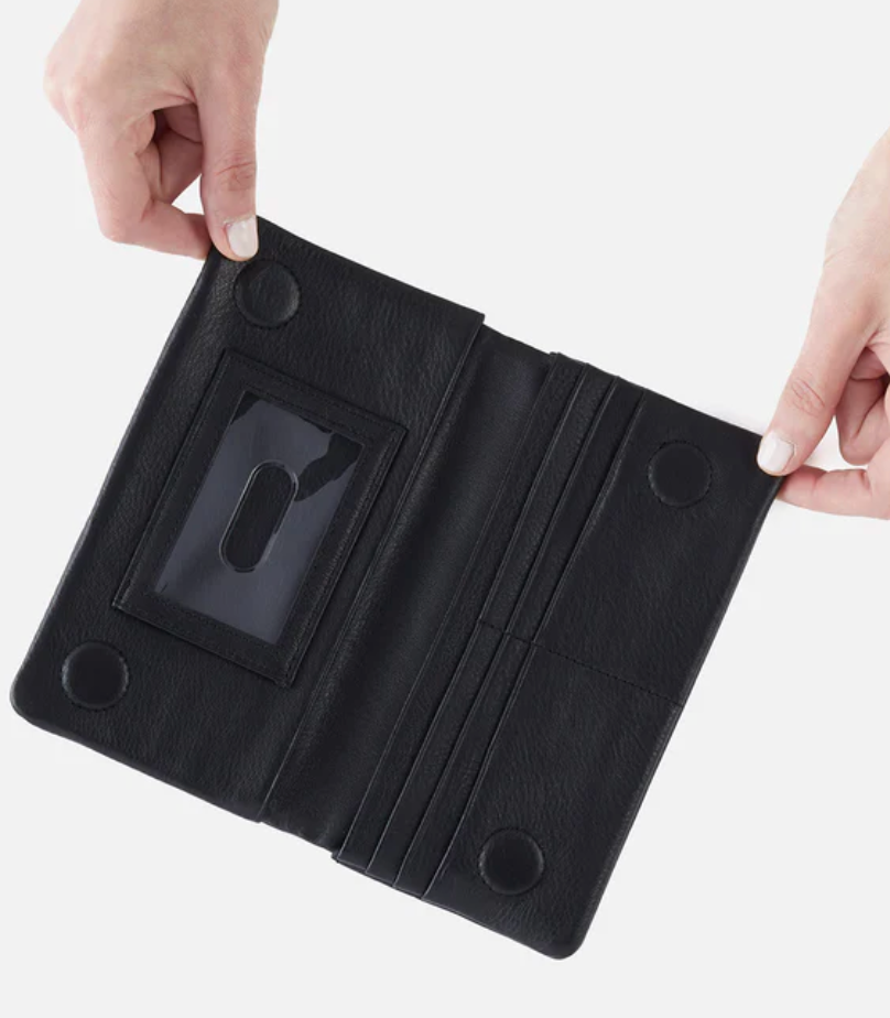 HOBO Lumen Continental Wallet - Black Pebbled Leather