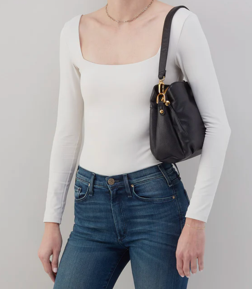HOBO Starr Convertible Shoulder Bag - Black Pebbled Leather