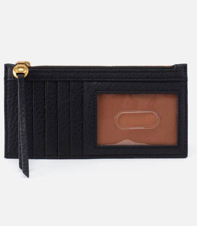 HOBO Carte Card Case - Black Pebbled Leather