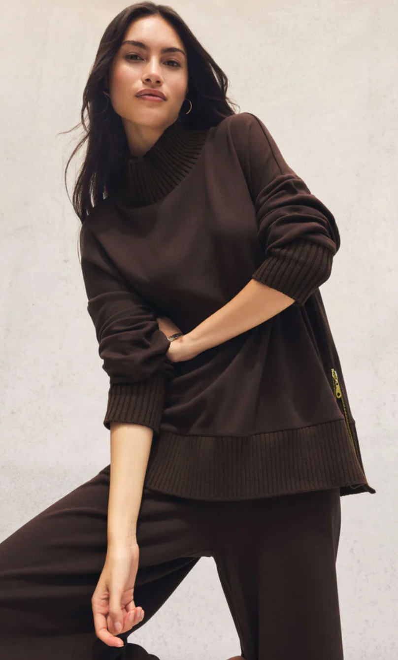 Z Supply Sable Rib Sweatshirt Chocolate Cherry