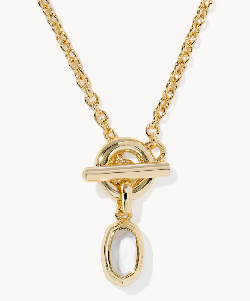 Kendra Scott Mini Elisa Toggle Necklace - Ivory Mother of Pearl