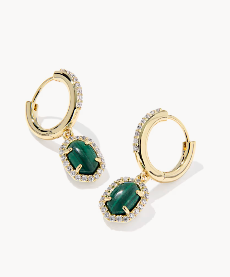 Kendra Scott Daphne Huggie Green Malachite