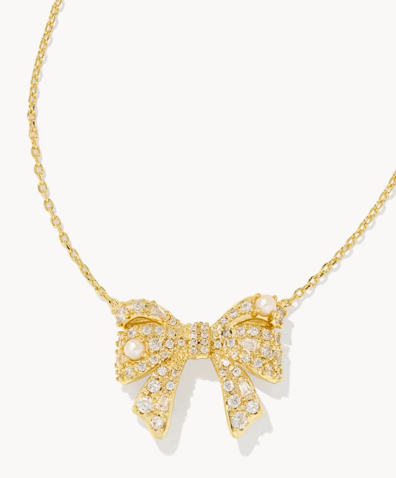 Kendra Scott Krista Bow Pendant Gold/White